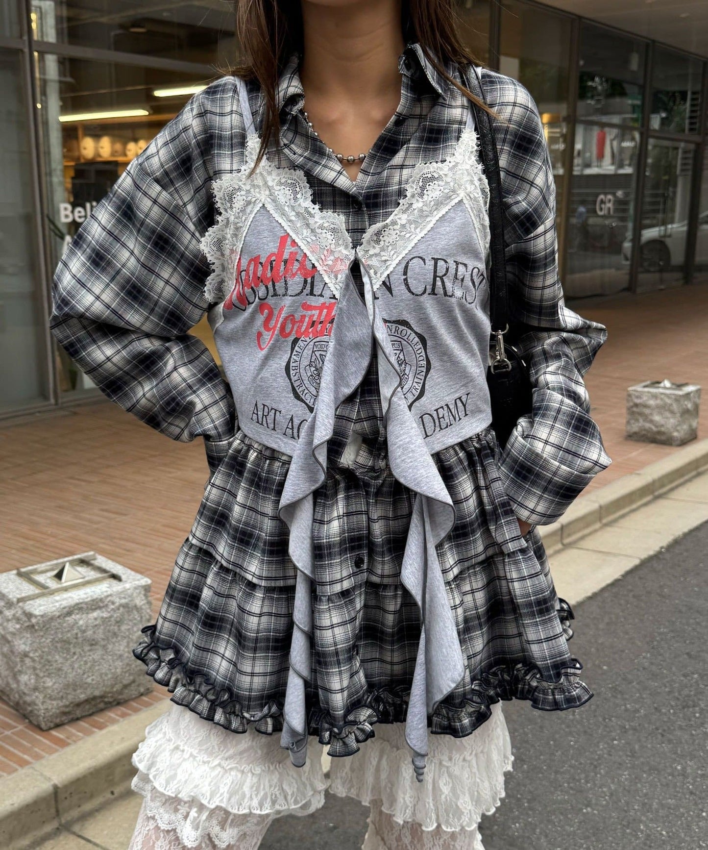 CIAOPANIC Drop frill cut logo bustier