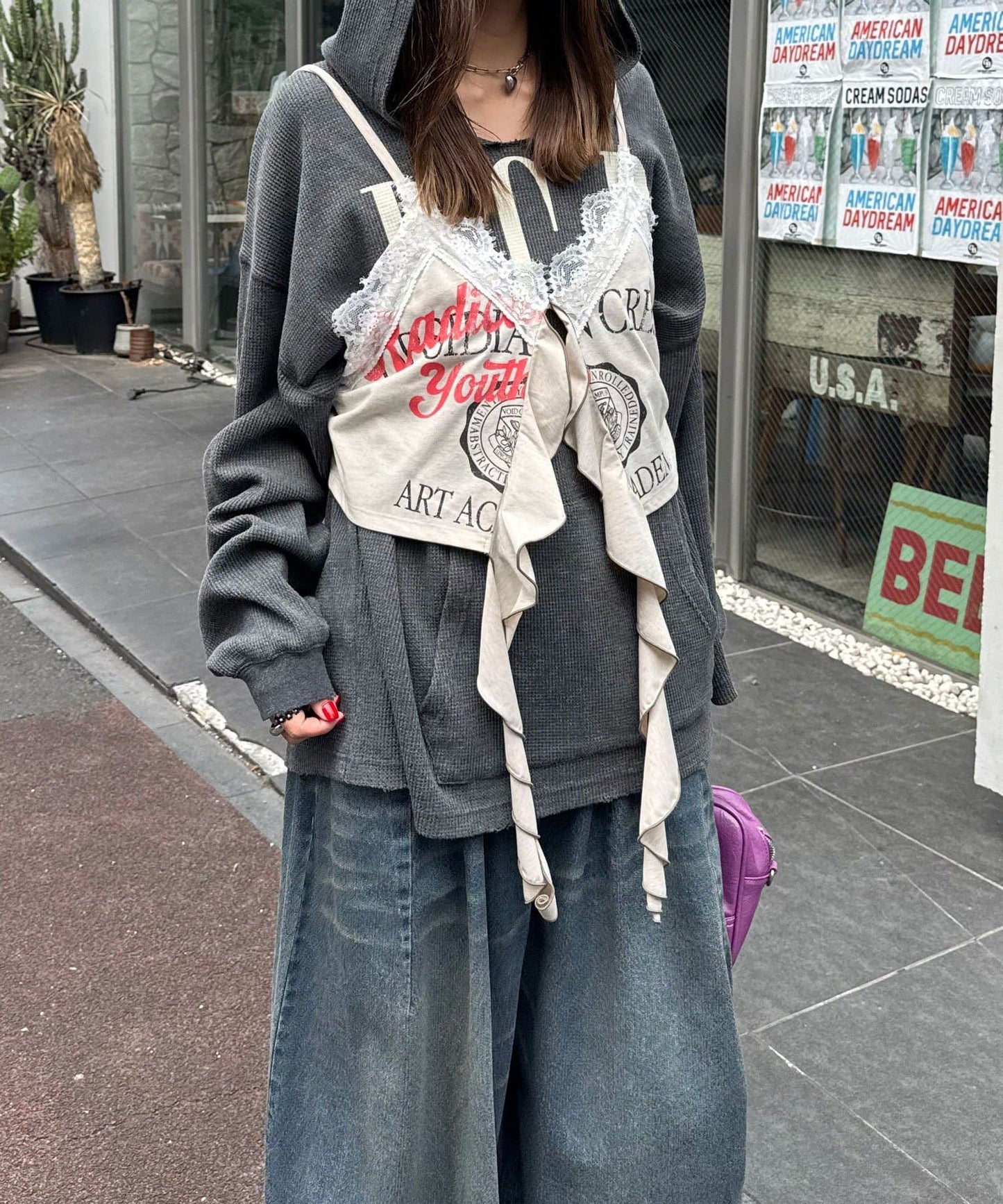 CIAOPANIC Drop frill cut logo bustier