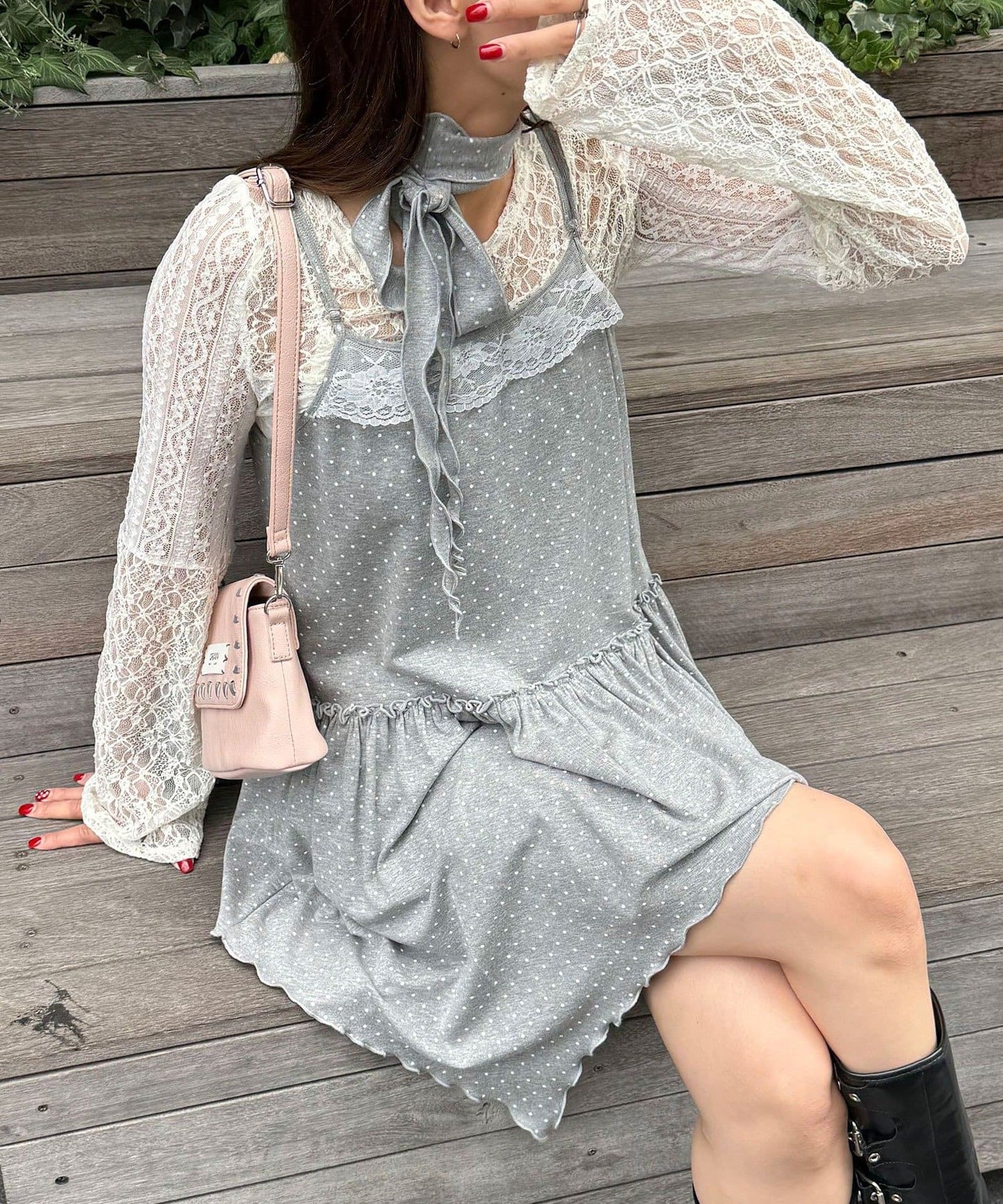 CIAOPANIC Choker + 不對稱束腰波點吊帶ops SET