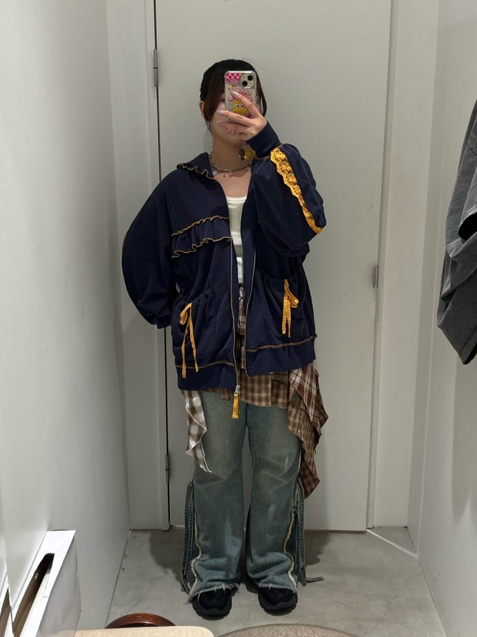 HELLO.SANFRANCISCO 拼色Ruffle Lace Hoodie Jacket