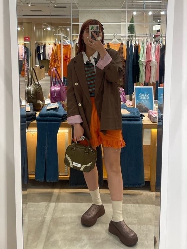 HELLO.SANFRANCISCO Ruffle邊橫條polo裙