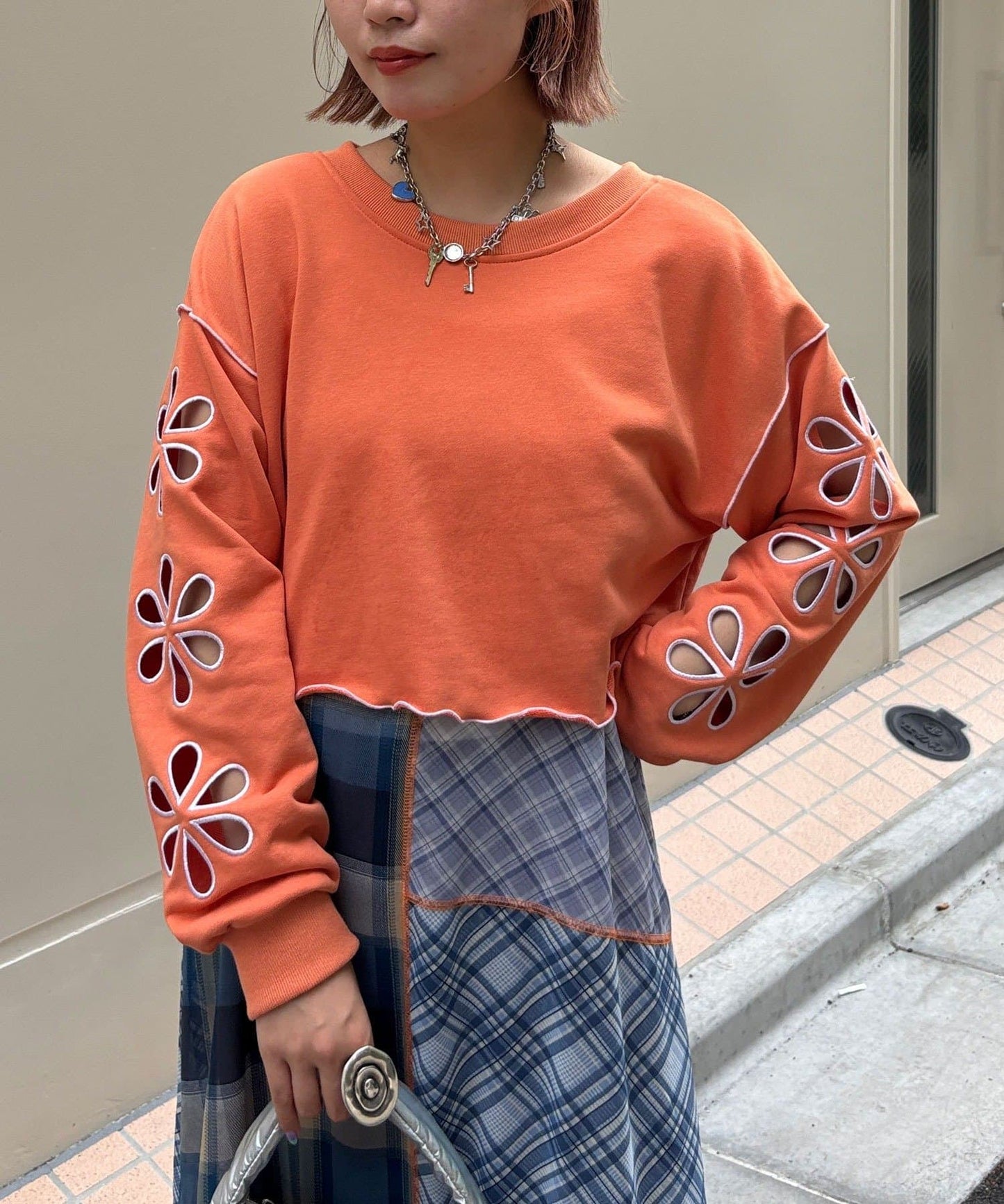 HELLO.SANFRANCISCO 2WAY 花花鏤空綁帶cardigan