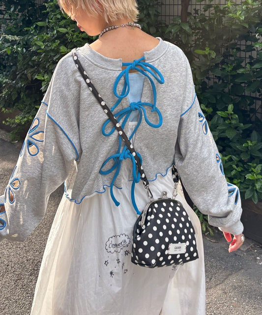 HELLO.SANFRANCISCO 2WAY 花花鏤空綁帶cardigan