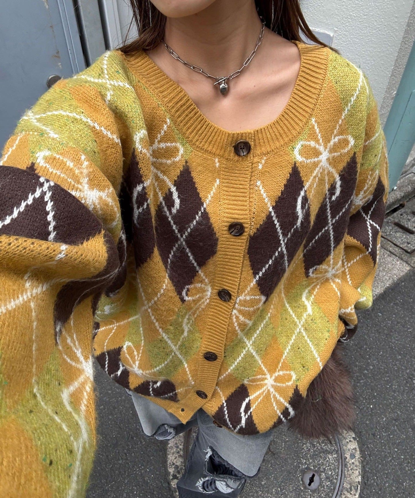 CIAOPANIC 菱形 ribbon 針織cardigan