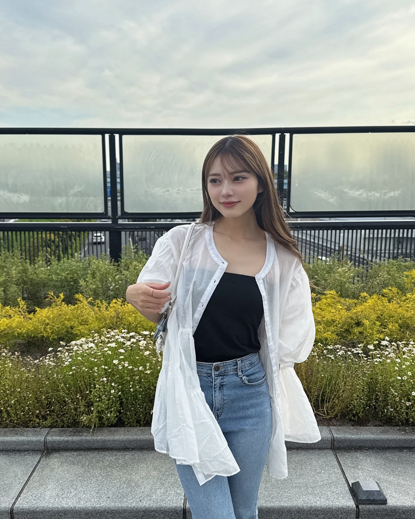 必入手‼️3 way balloon sleeve sheer shirt