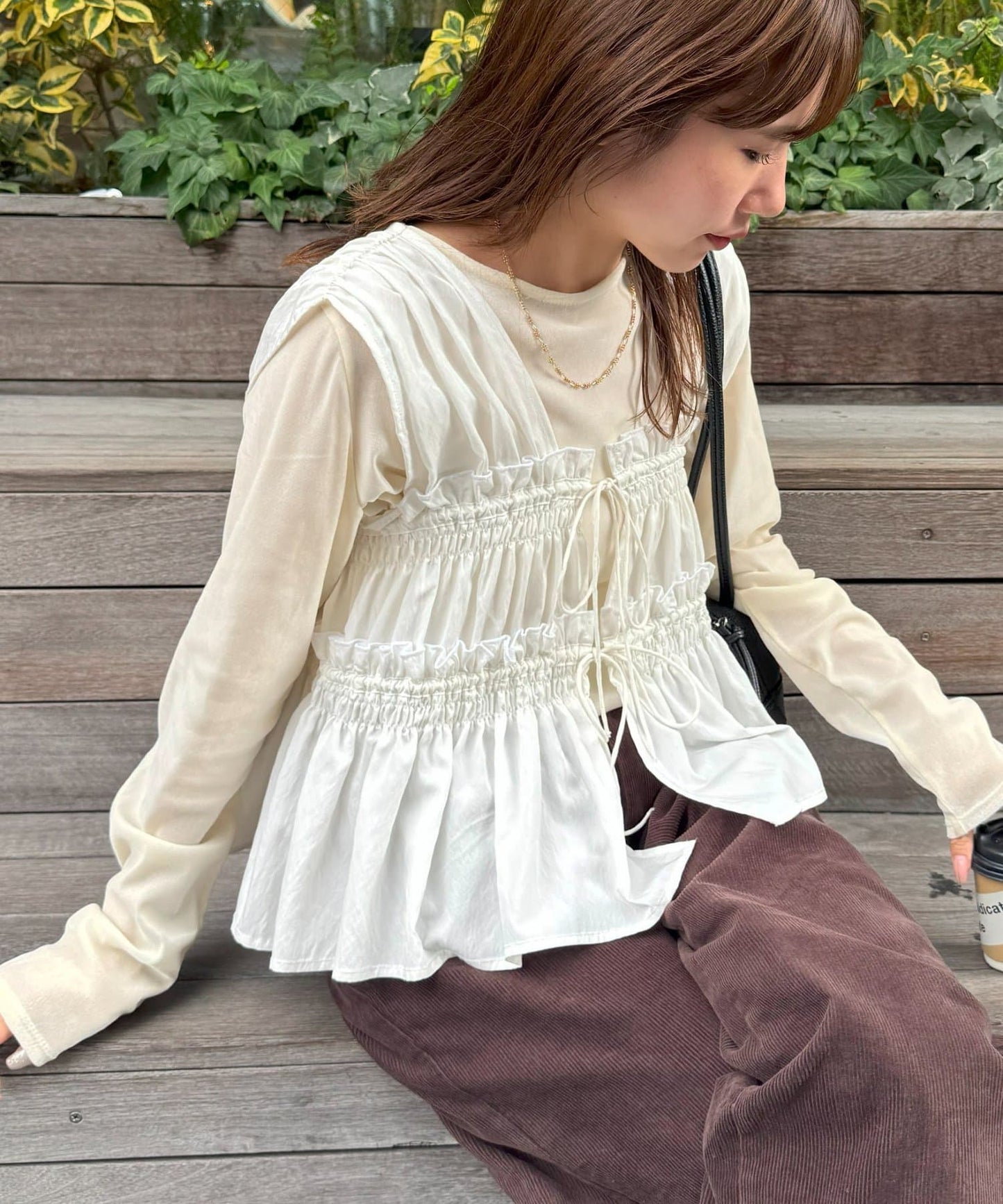 umm. By Discoat 褶褶絲帶sleeveless