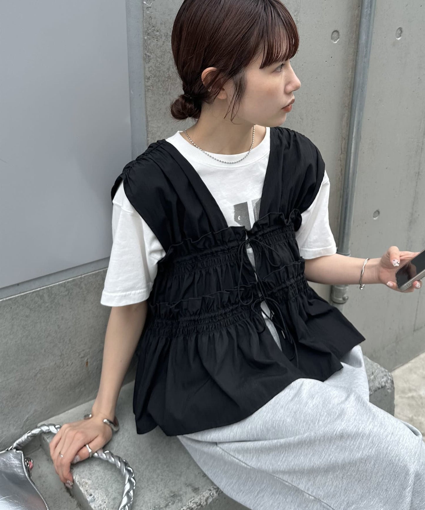 umm. By Discoat 褶褶絲帶sleeveless