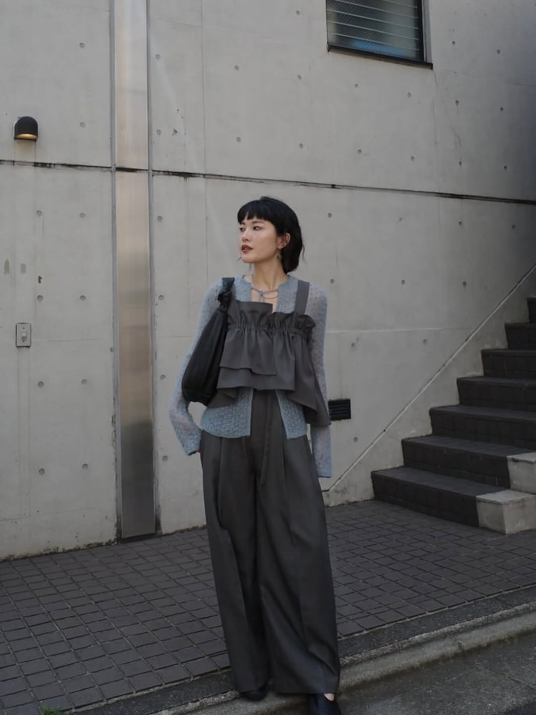 STYLEMIXER asymmetry frill bustier