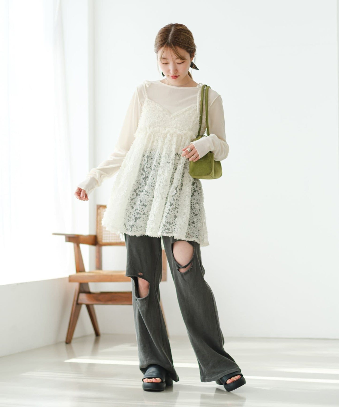 Kastane 2way 花花薄紗吊帶背心