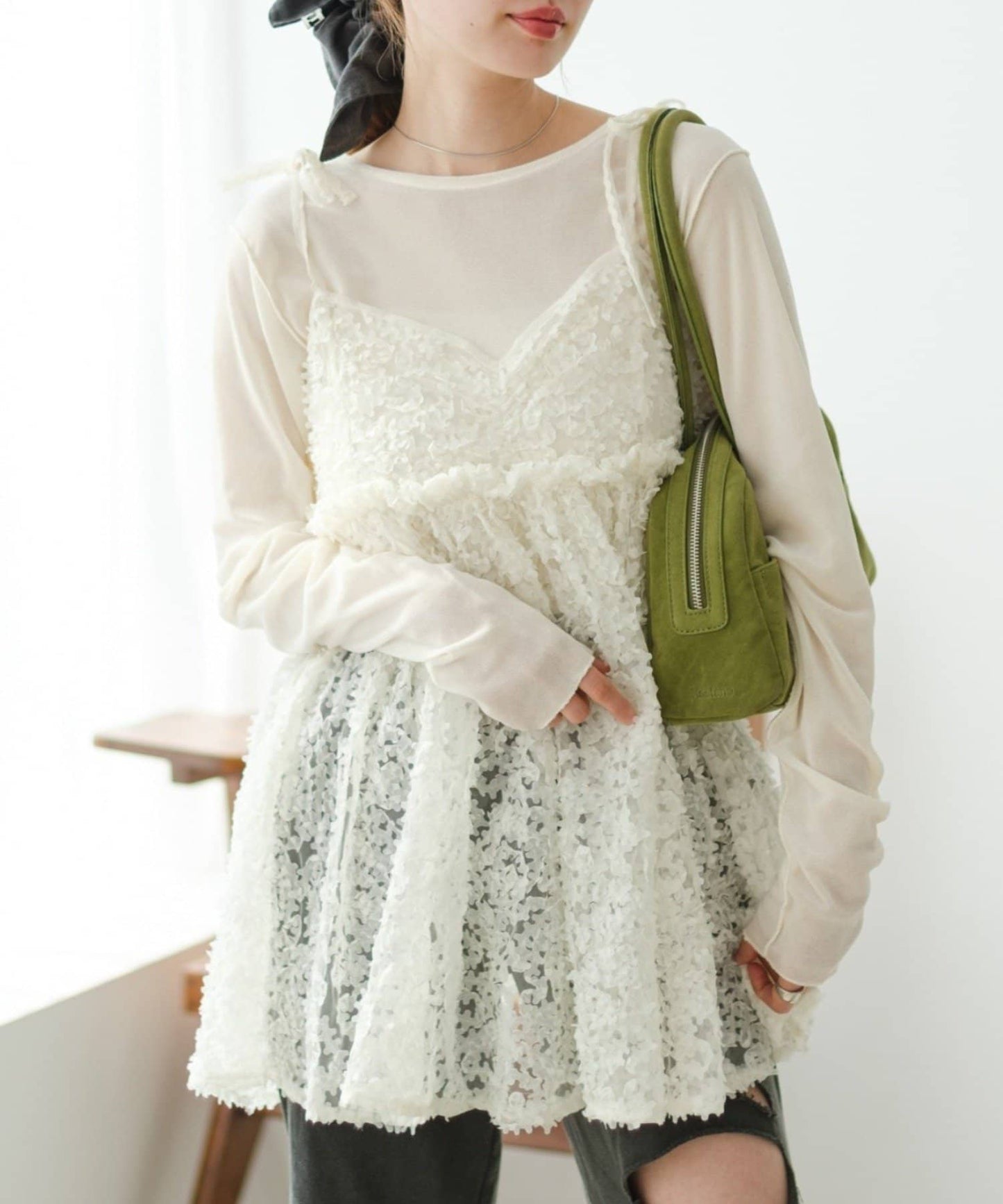 Kastane 2way 花花薄紗吊帶背心