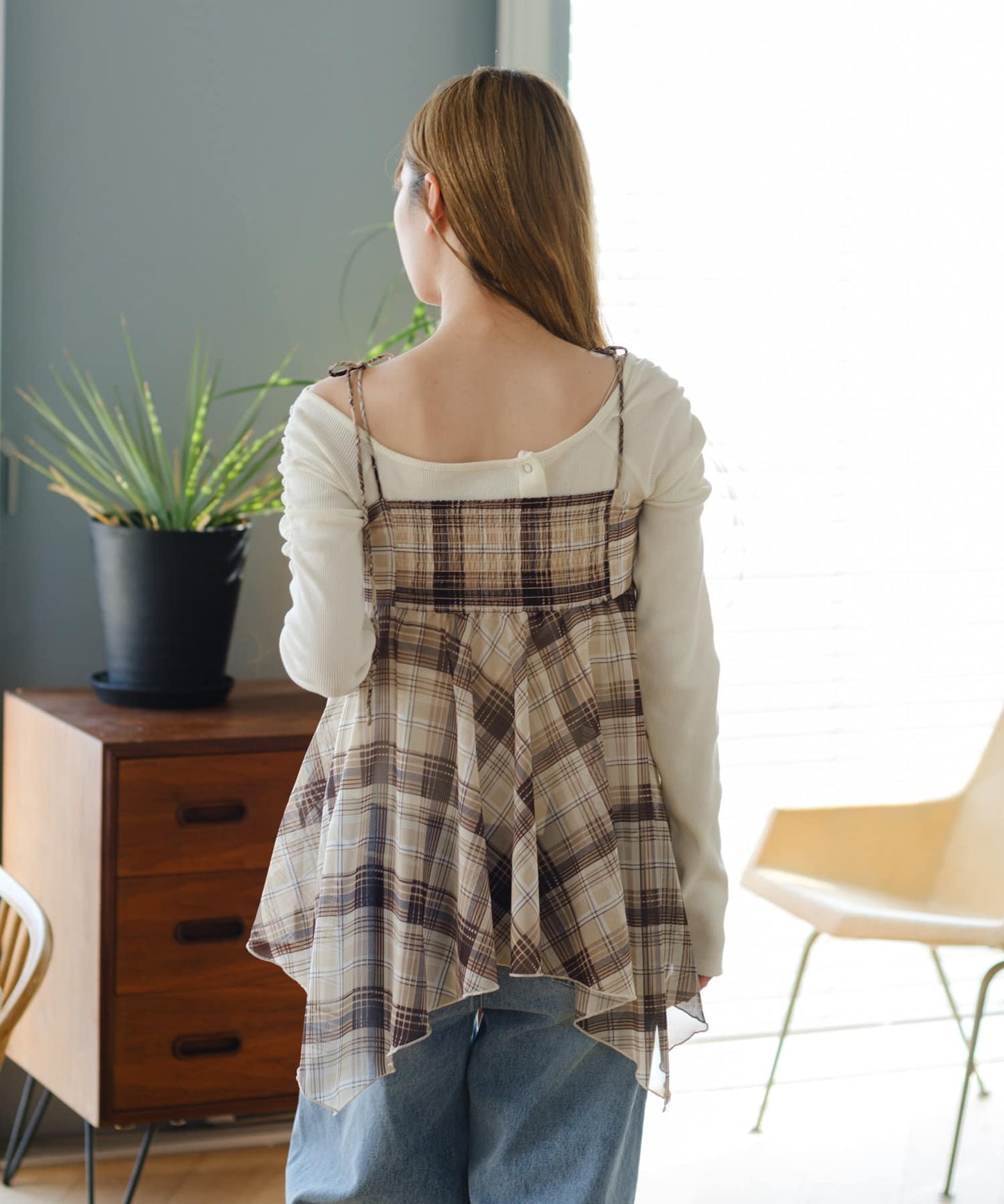 Kastane 格紋不規則下擺背心