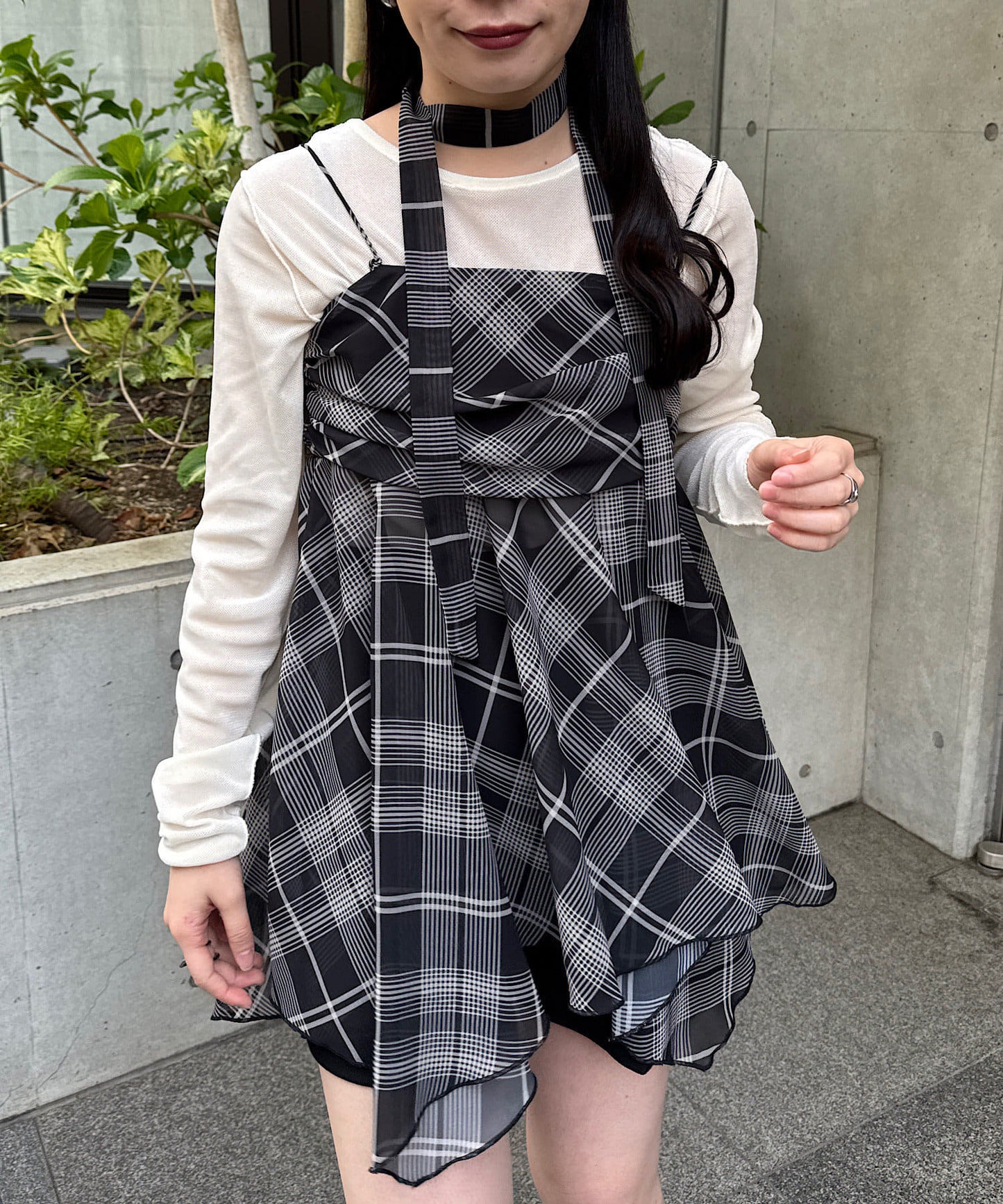 Kastane 格紋不規則下擺背心