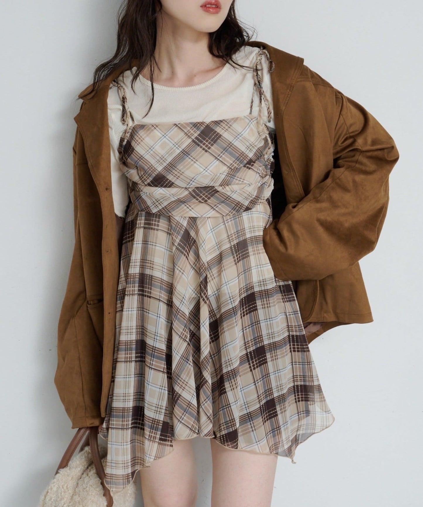 Kastane 格紋不規則下擺背心