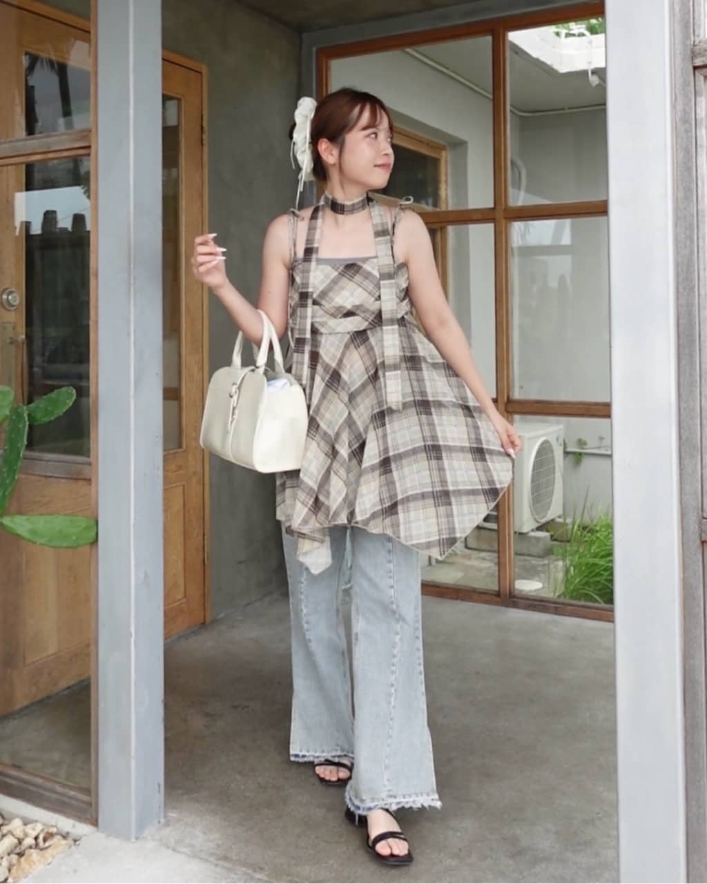 Kastane 格紋不規則下擺背心