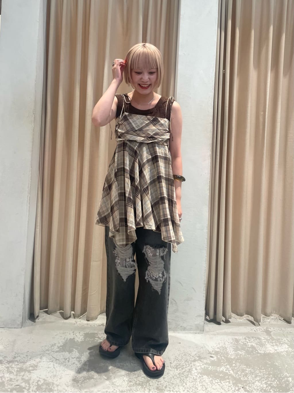 Kastane 格紋不規則下擺背心