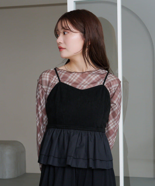 Kastane 絨面荷葉邊緊身胸衣