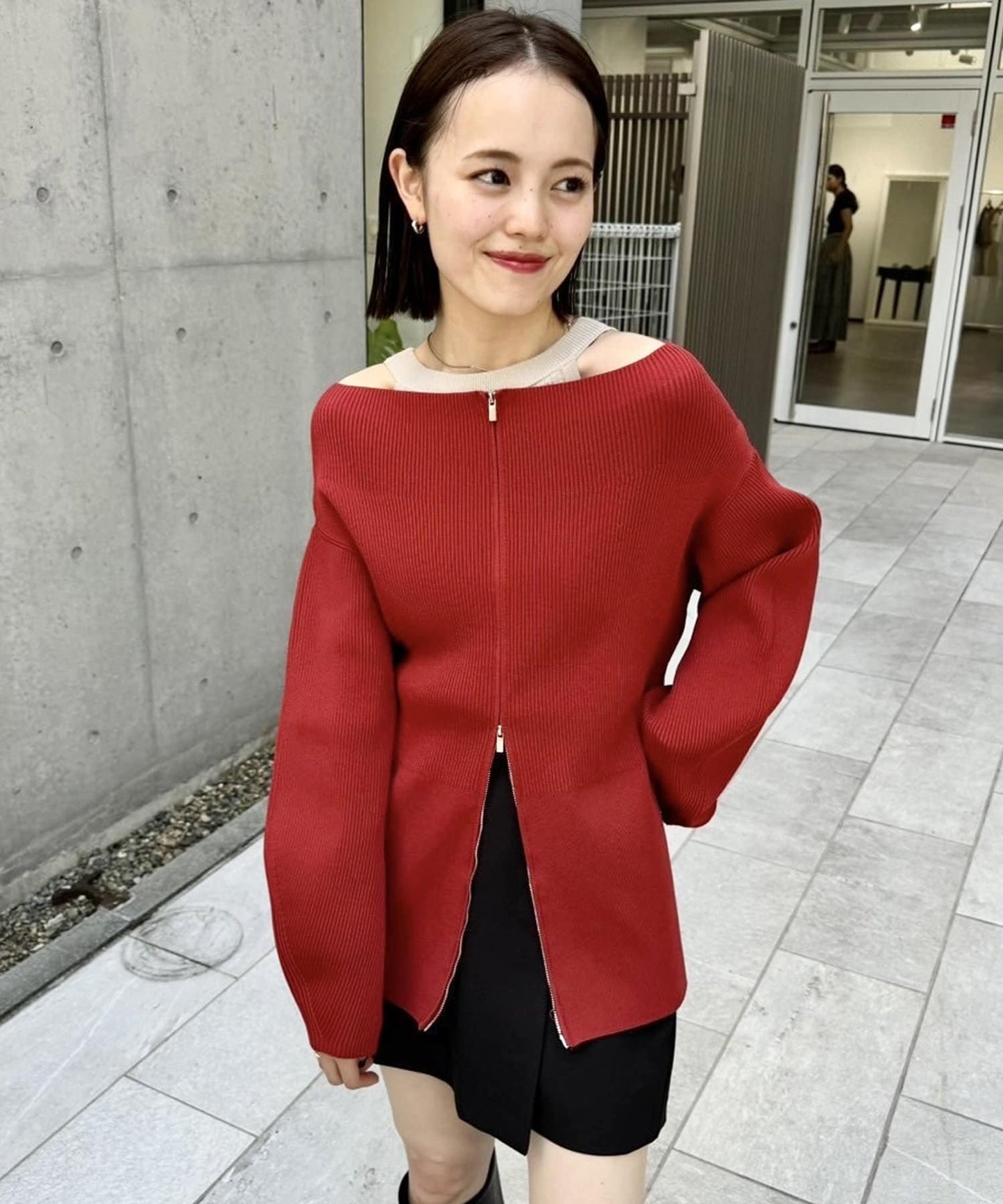 mystic Wide neck zip cardigan