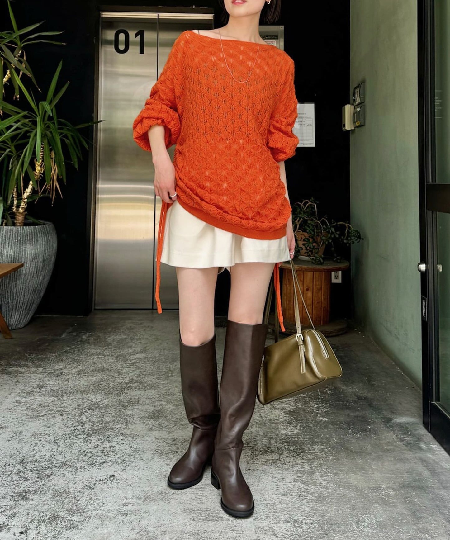 mystic 薄抽繩針織