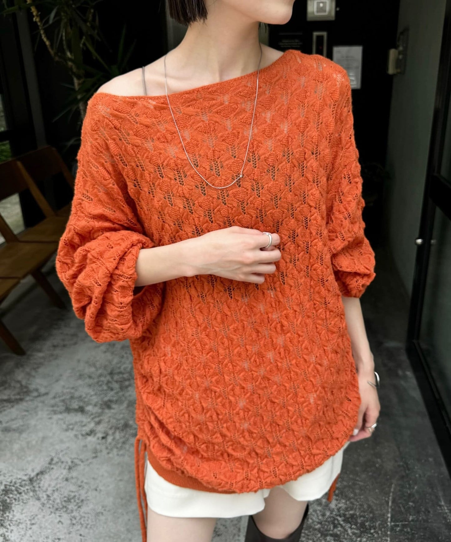 mystic 薄抽繩針織