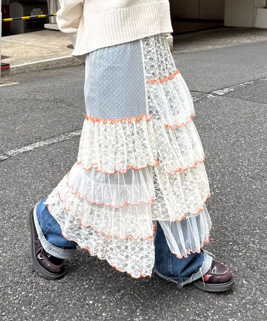 HELLO.SANFRANCISCO 2 Way Lace 拼接層層裙