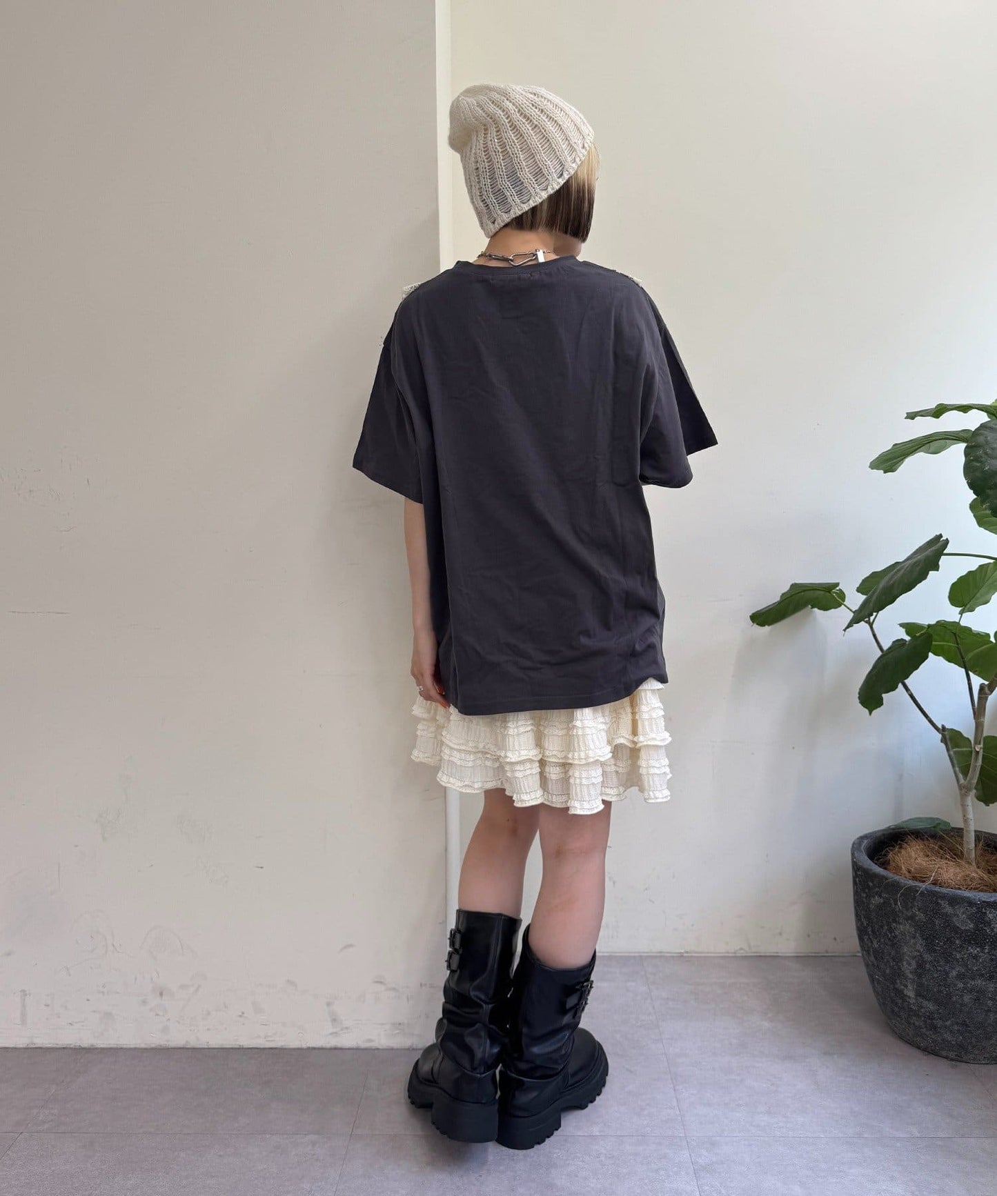 w closet Logo拼Lace vintage tee