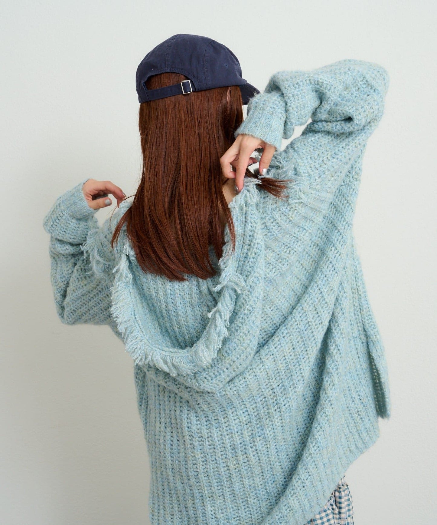 w closet 連帽流蘇混紡針織衫