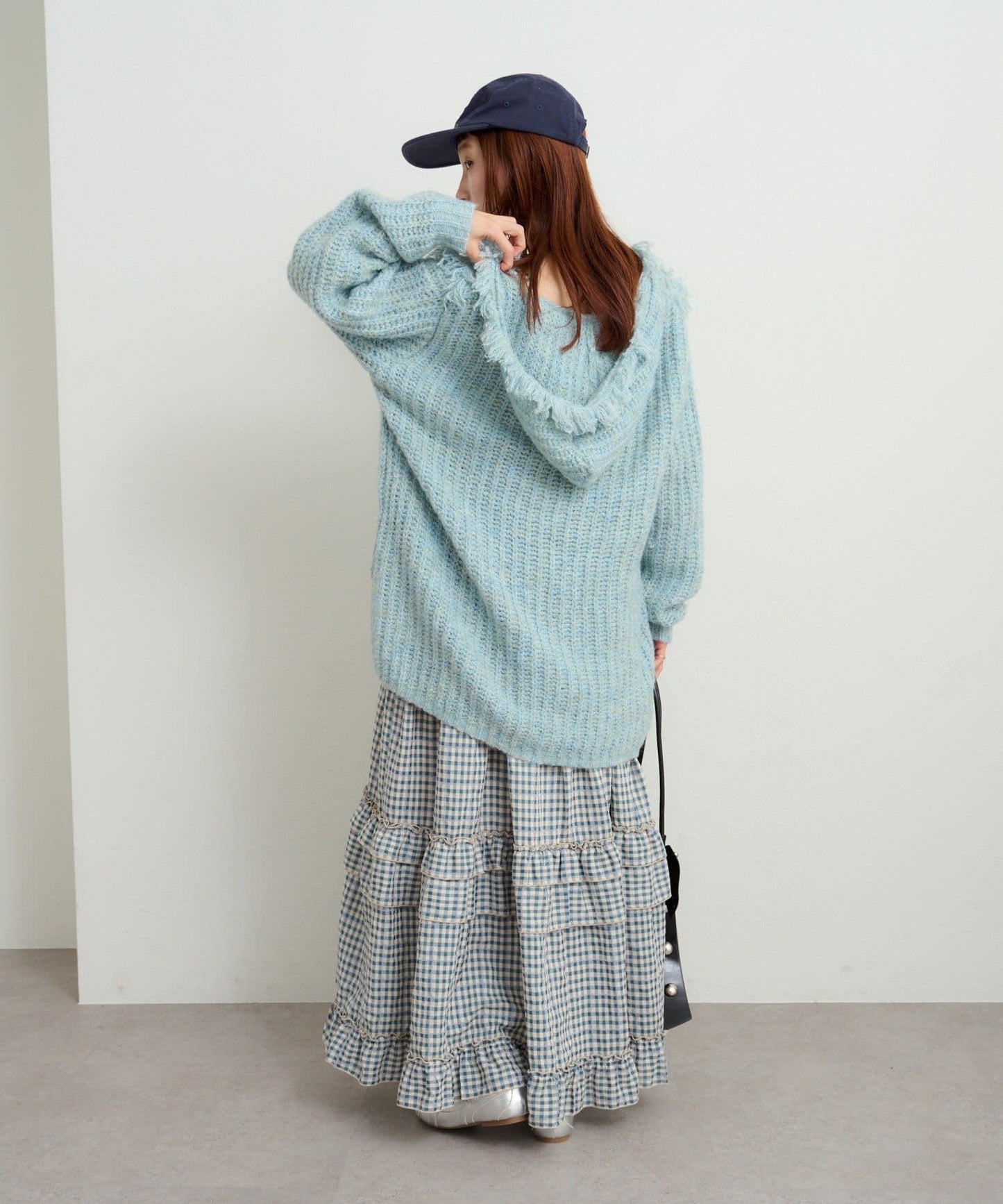 w closet 連帽流蘇混紡針織衫