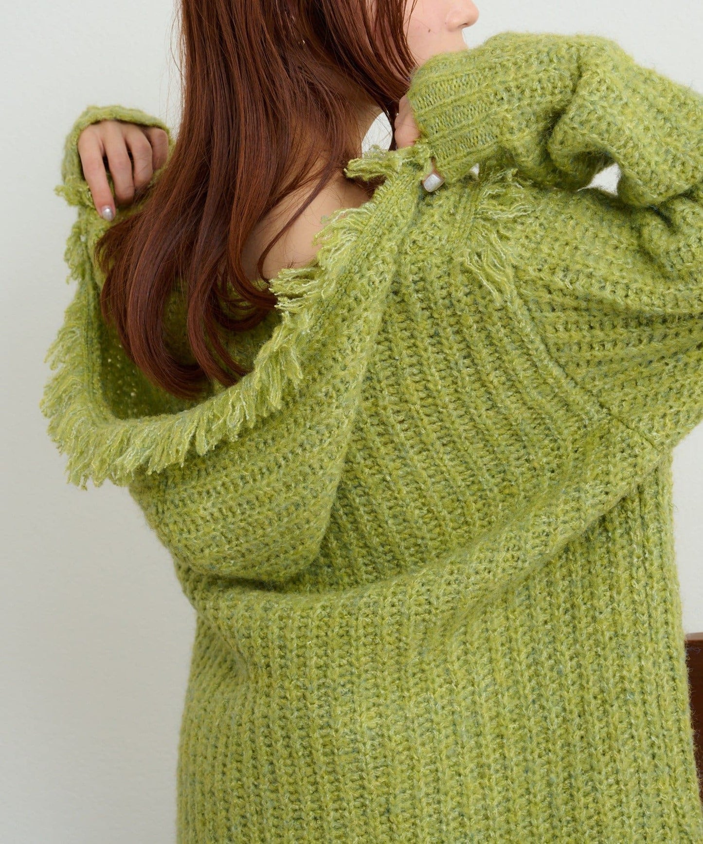 w closet 連帽流蘇混紡針織衫