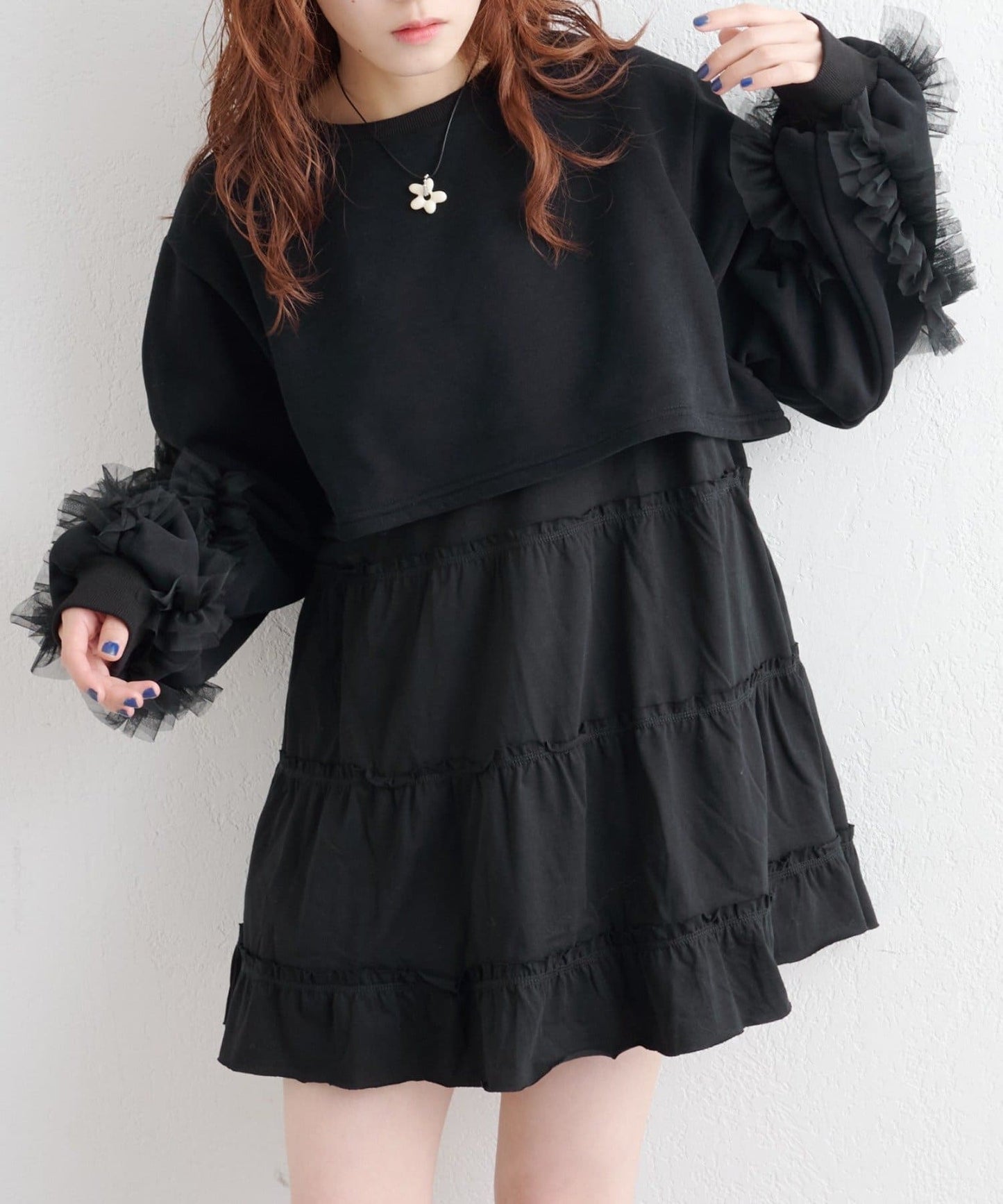 w closet 薄紗袖運動風ops