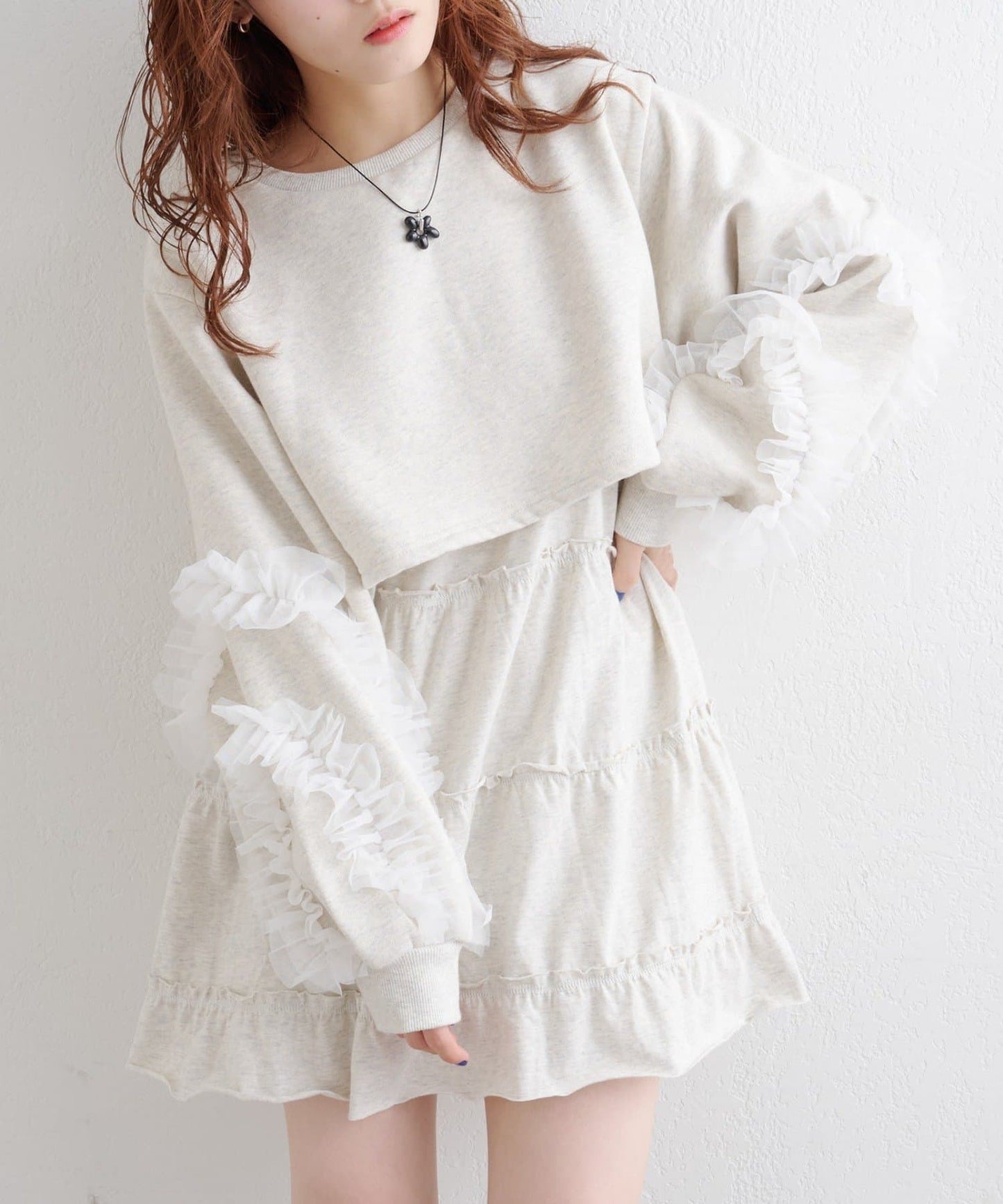 w closet 薄紗袖運動風ops