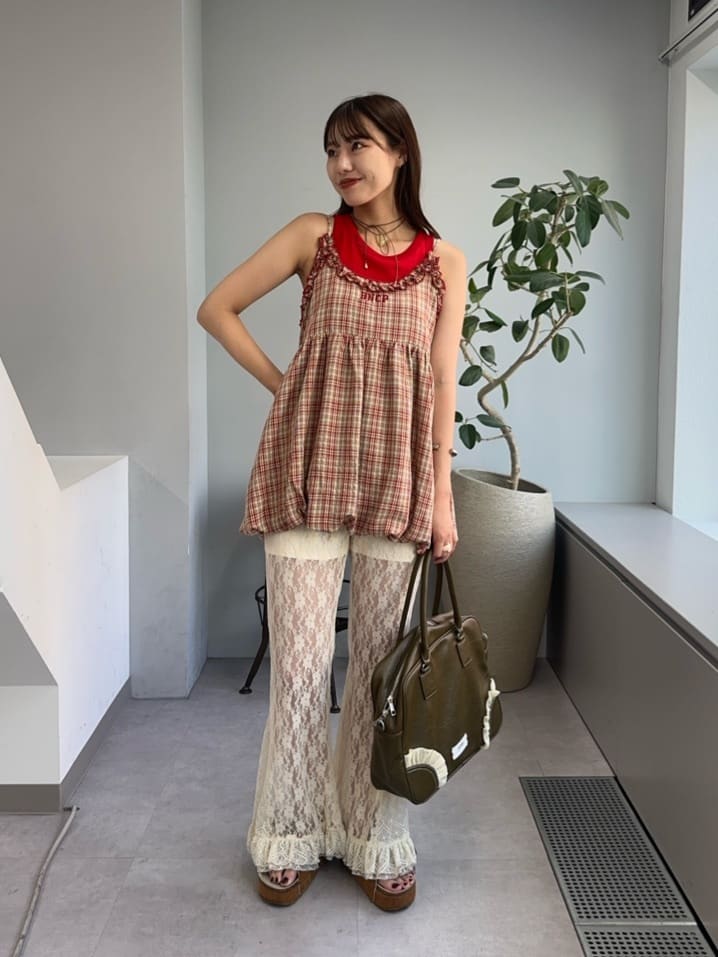 CIAOPANIC 荷葉邊格紋氣球ops