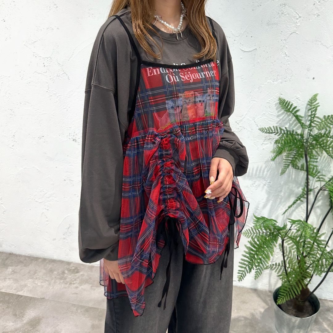 Kutir 格紋紗紗吊帶