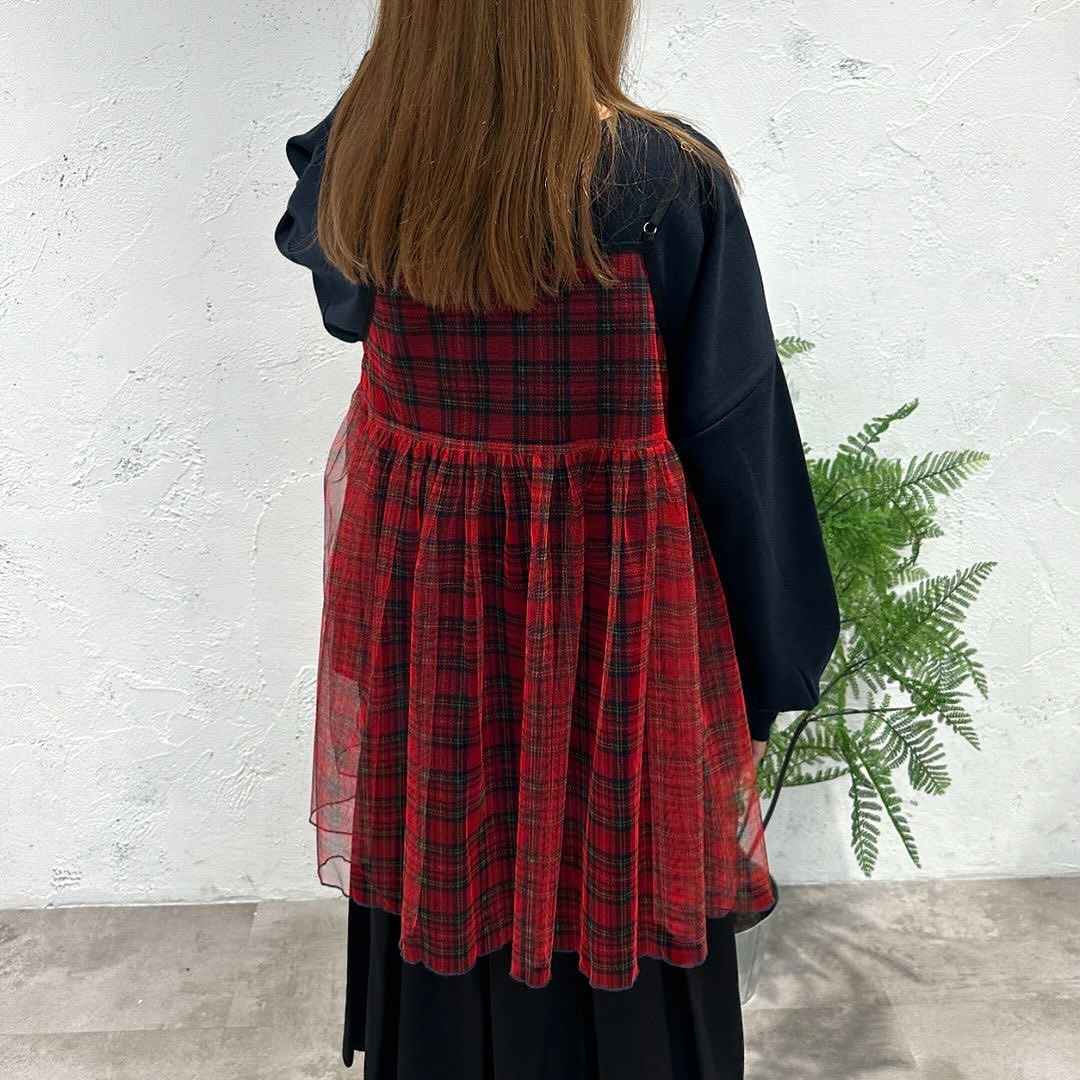 Kutir 格紋紗紗吊帶