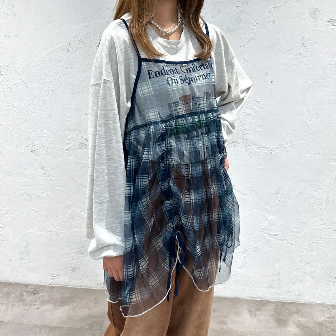 Kutir 格紋紗紗吊帶