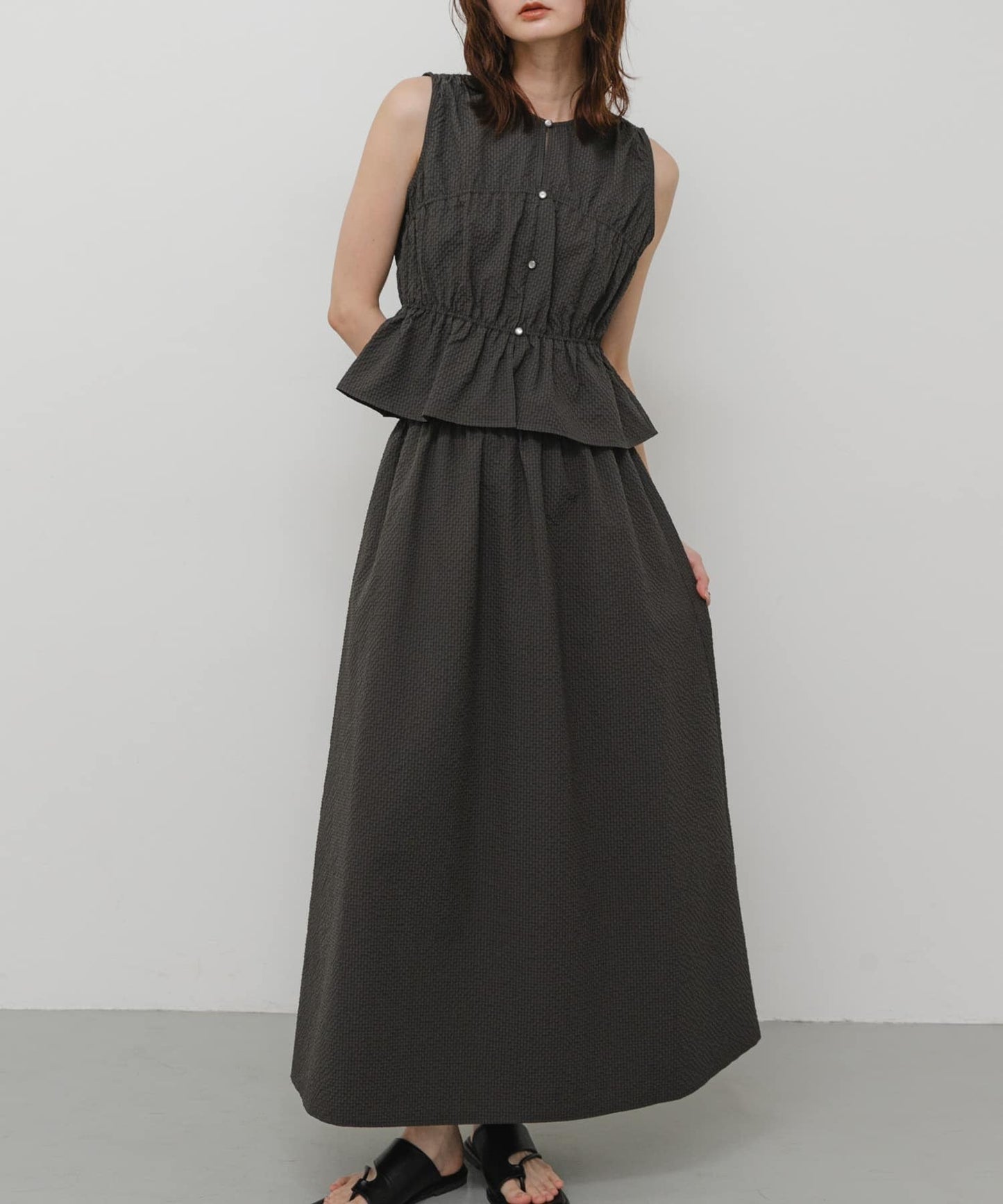 SENSE OF PLACE Shirred Gathered Set Dress - Image 33