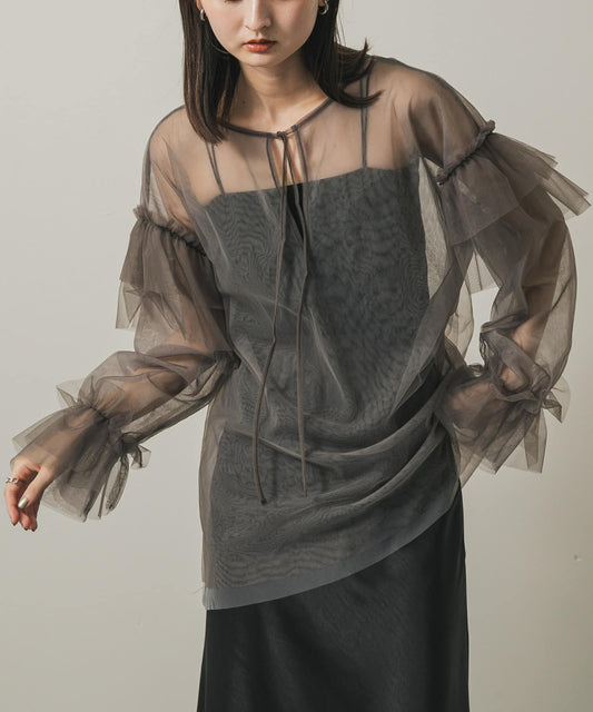 SENSE OF PLACE Sheer Tulle Frill Top