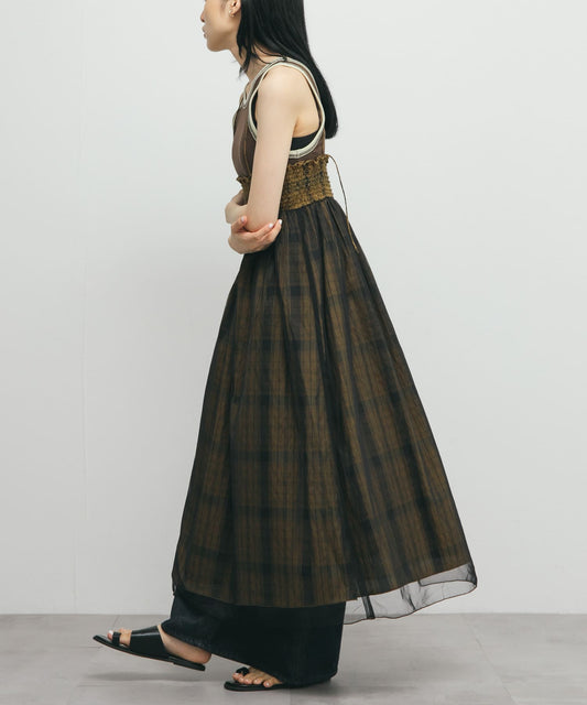 KBF 2 way薄紗格紋半身裙