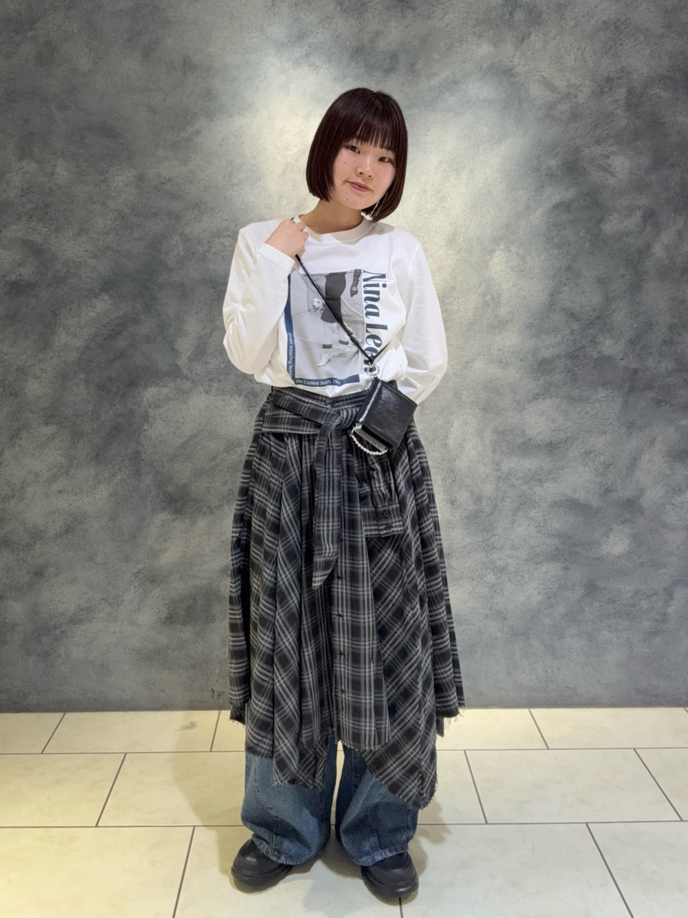 「單着 / Layer」KBF 打結格紋裙