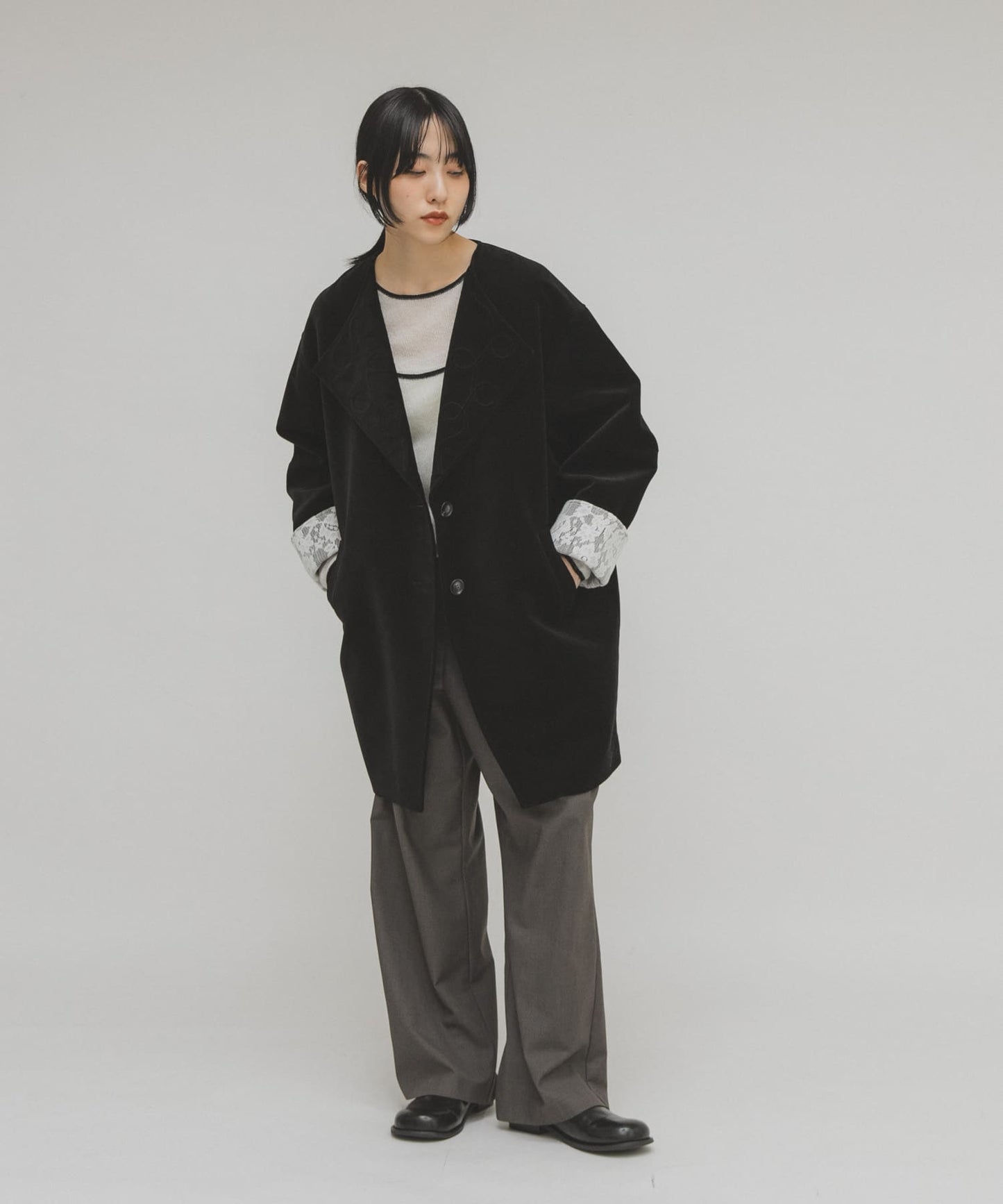 「手袖領口超靚」 KBF絲絨寬版外套