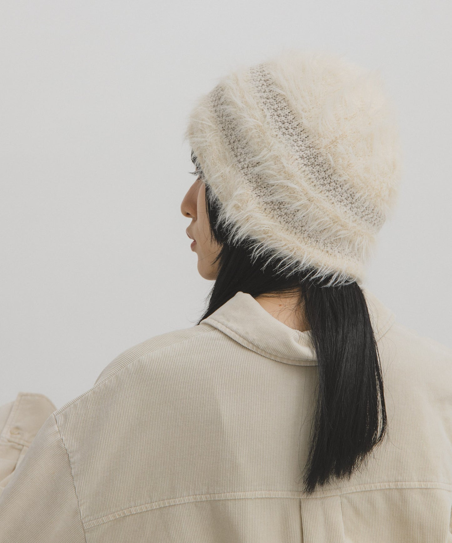 KBF line design shaggy knit beanie