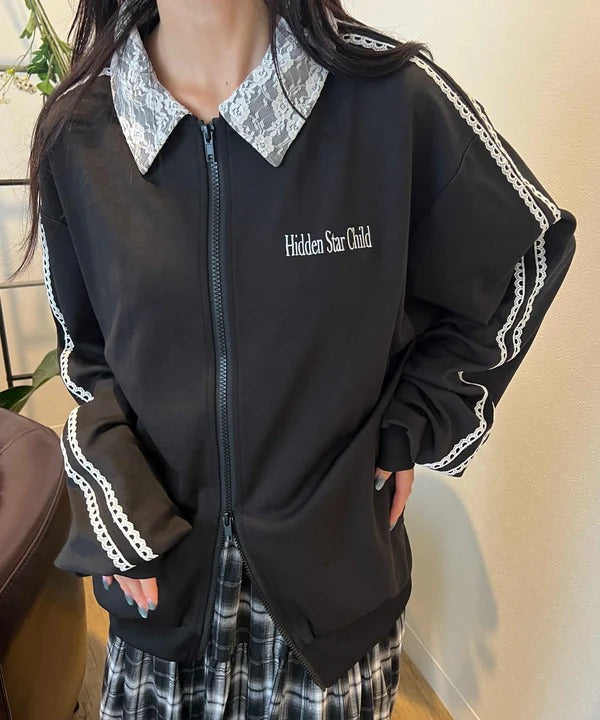 WC lace collar track jacket