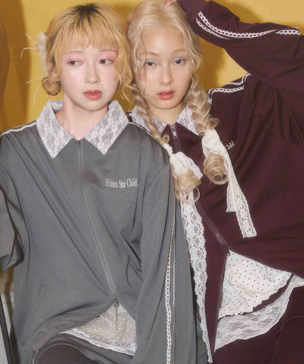 WC lace collar track jacket