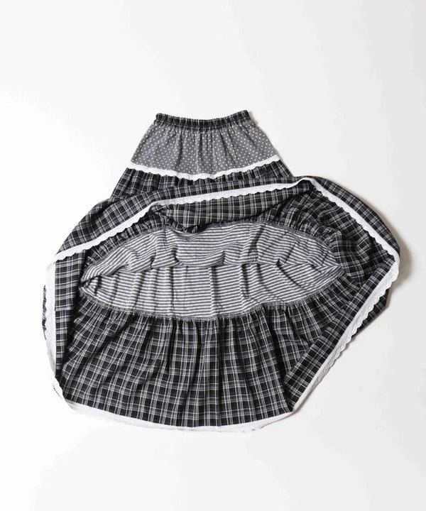 WC Patchwork tiered skirt