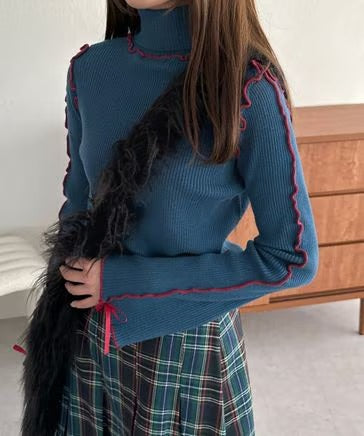 Kutir Ribbon 高領拼色 Knit