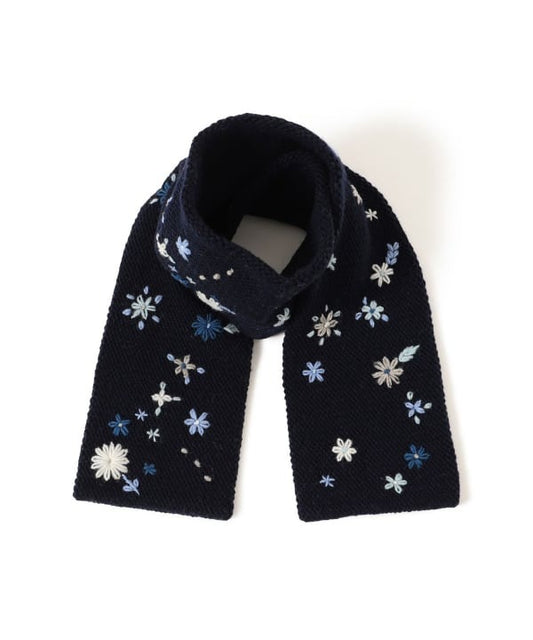 BEAMS BOY 100%羊毛花花刺繡頸巾