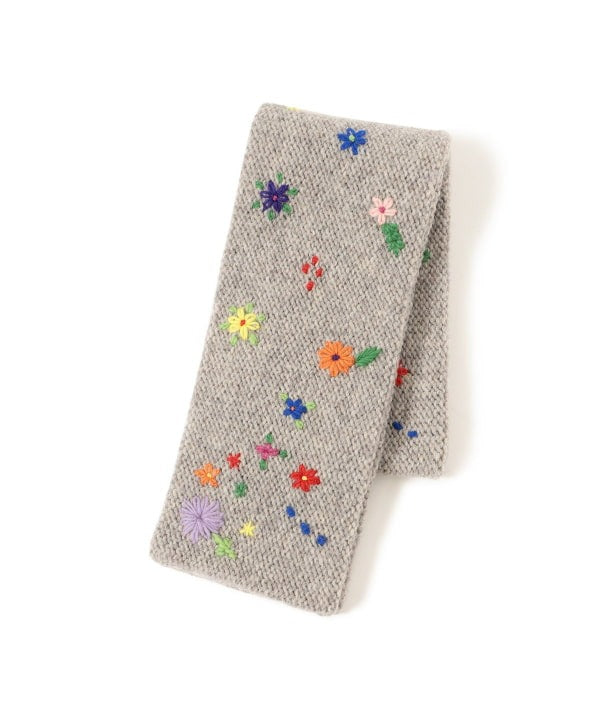 BEAMS BOY 100%羊毛花花刺繡頸巾