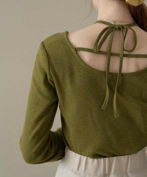 Hinari 綁帶掛頸混色上衣