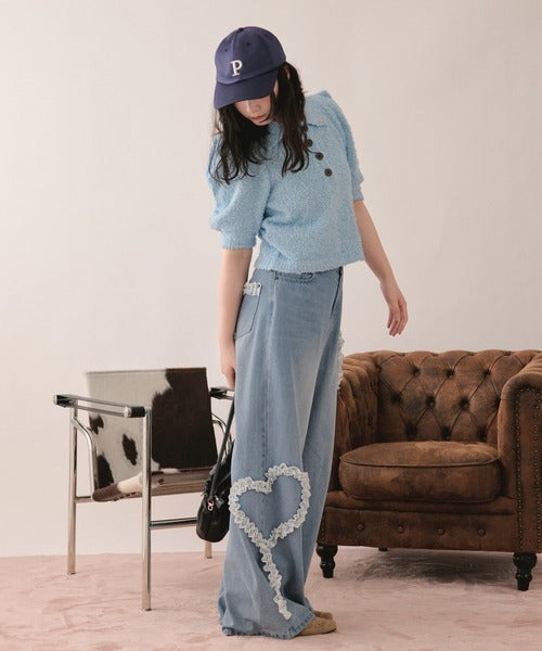 loin nuit heart frill design denim