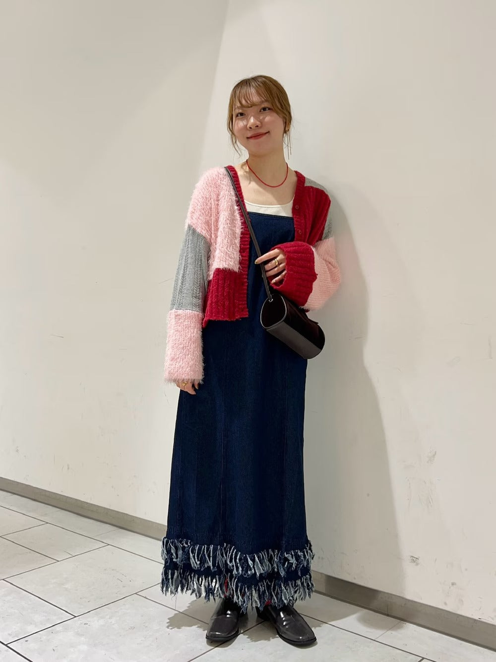 KBF 流蘇牛仔吊帶連身裙