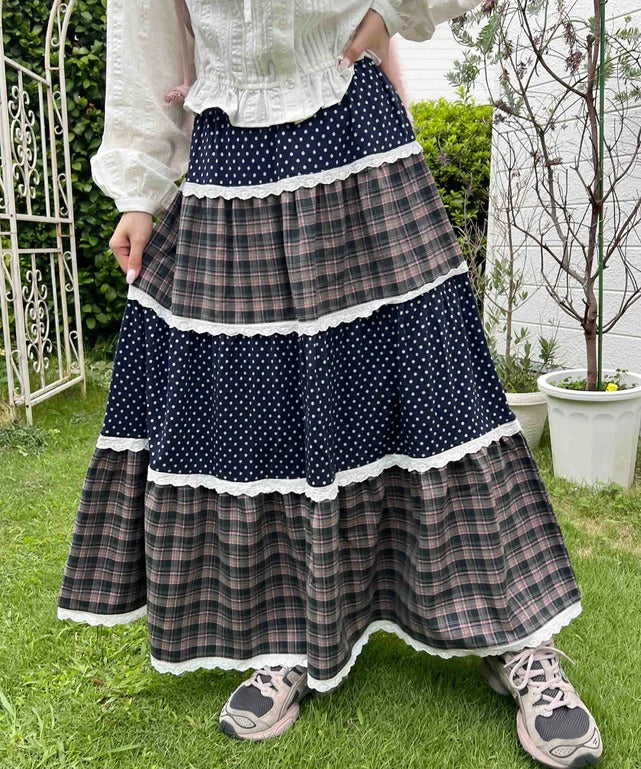 WC Patchwork tiered skirt